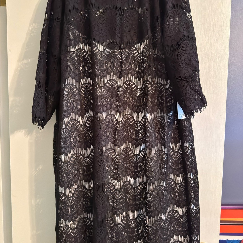 Calvin Klein Dress White With black Lace Overlay